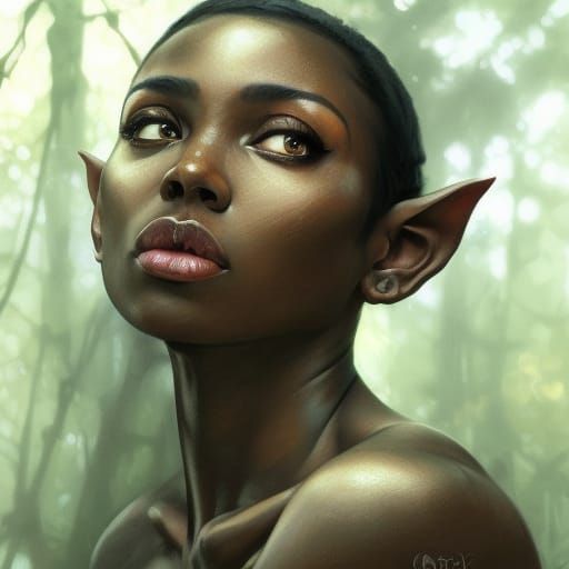 Detailed Portrait of a Black Elf Warrior