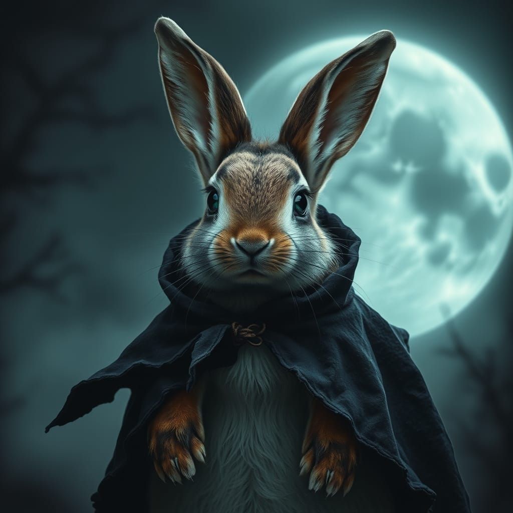 Nocturnal Bunny in Dark Magic Cape
