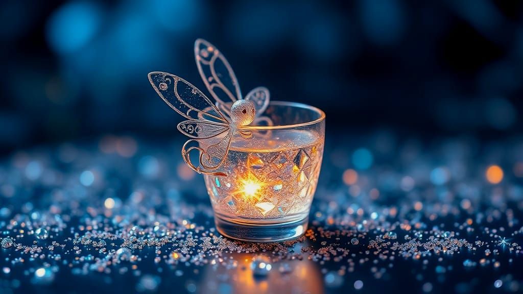 Iridescent Fairy in Metallic Glass Style