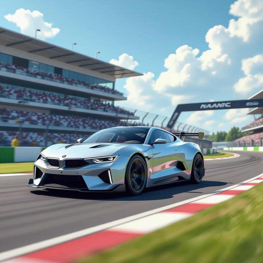 Rimac Navara R on Asphalt Race Track in Hyperrealism