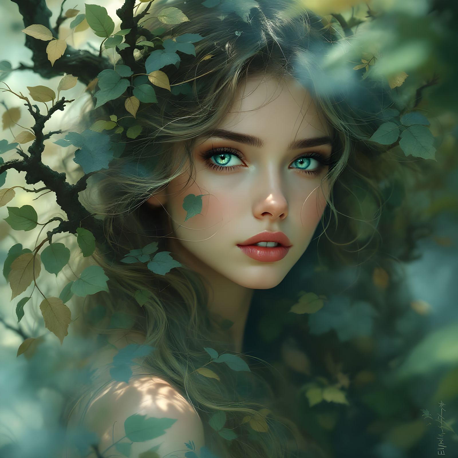 Ethereal Forest Figure with Celestial Eyes