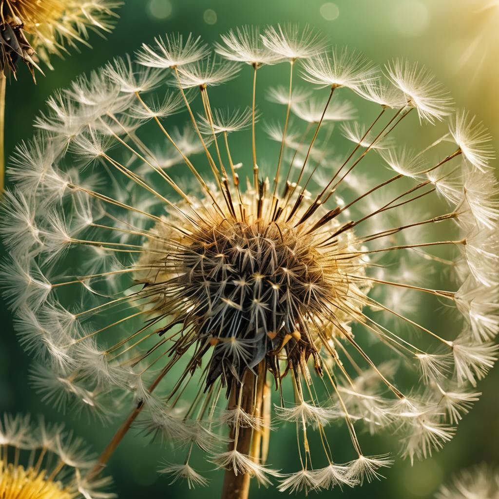 Hyperrealistic Dandelion with Delicate Seeds