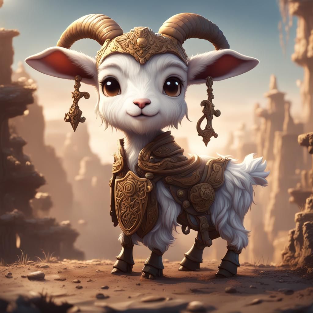 Chibi Jesus Goat Hybrid in Detailed Matte Painting