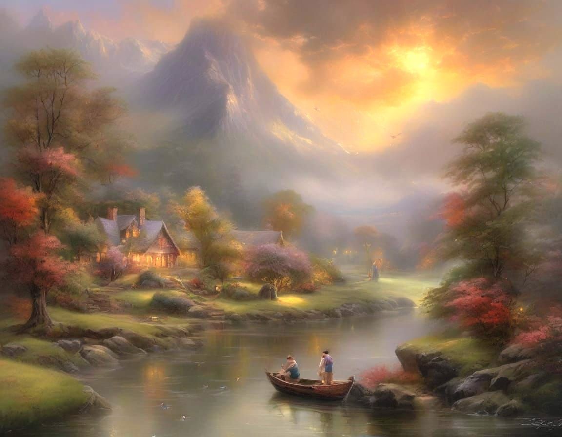 Ethereal Fantasy Landscape in Oil Painting Style