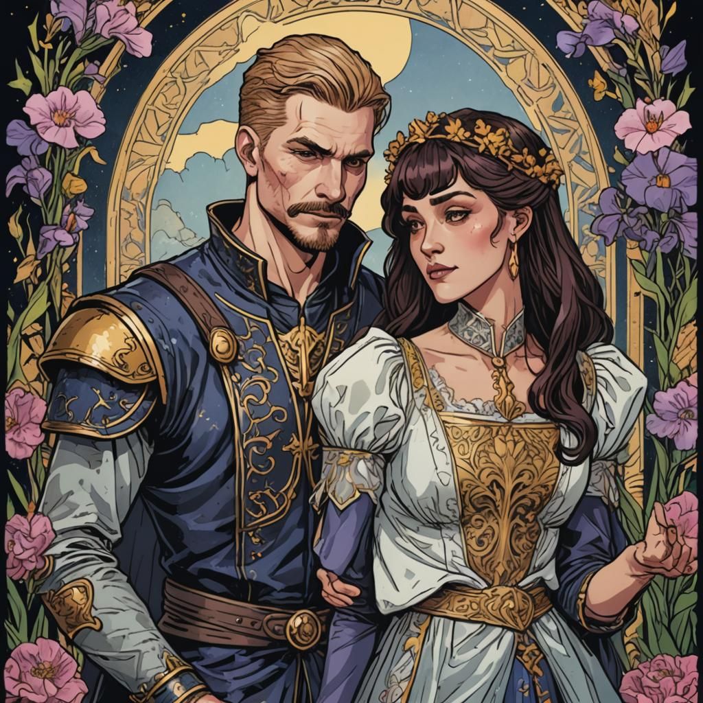 Olgierd and Iris: The Lovers Tarot in Graphic Style