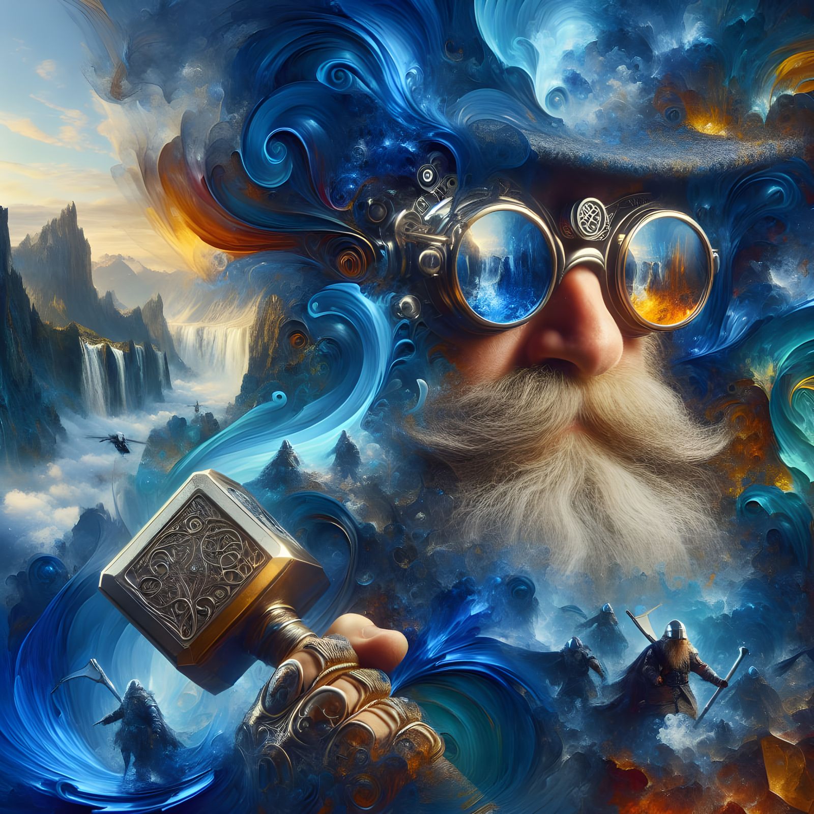 Epic Steampunk Warrior in Fantastical Landscape