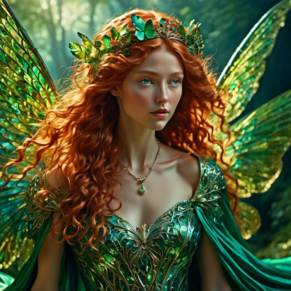 Irish Fairy with Red Hair in Fantasy Illustration