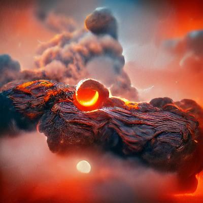 Lava Planet with Volumetric Clouds, 8K 3D Art
