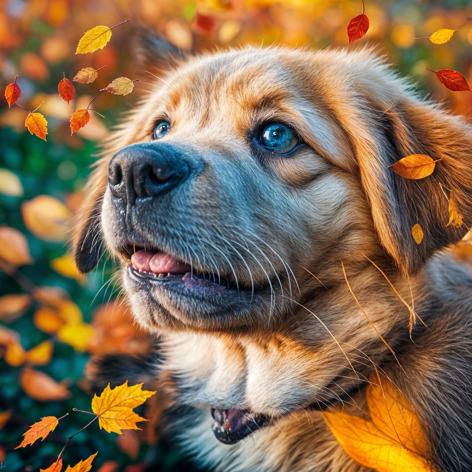 Puppy's First Autumn: A Colorful, Hyperdetailed Scene