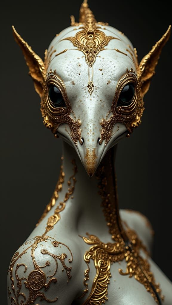 Anthropomorphic Phorusrhacidae-Hamlet Portrait with Gilded D...