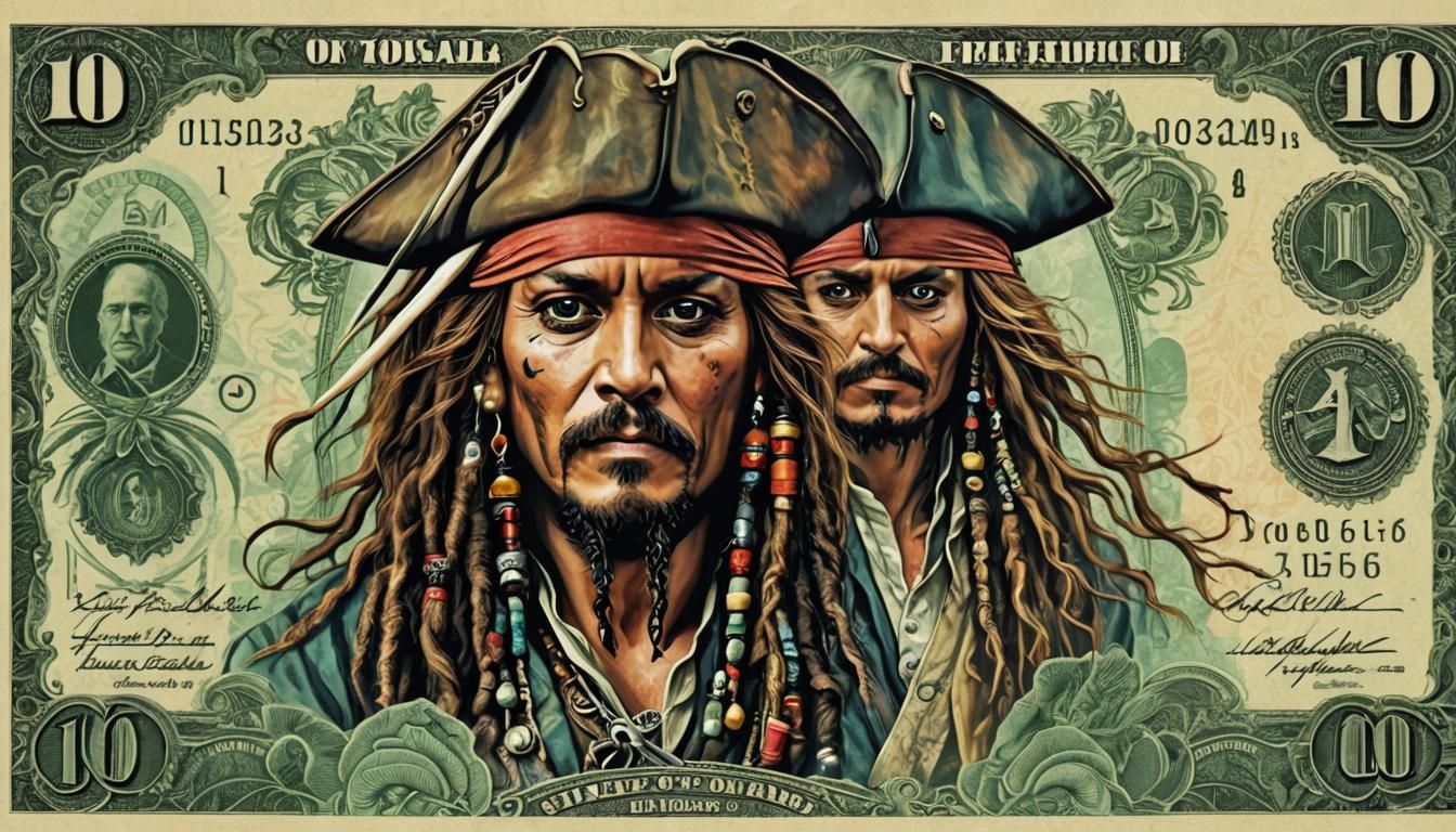Jack Sparrow Colorful Banknote Art