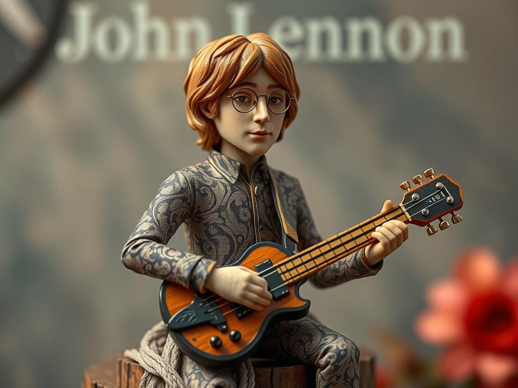 Miniature John Lennon in Paisley Lace, Digital Art