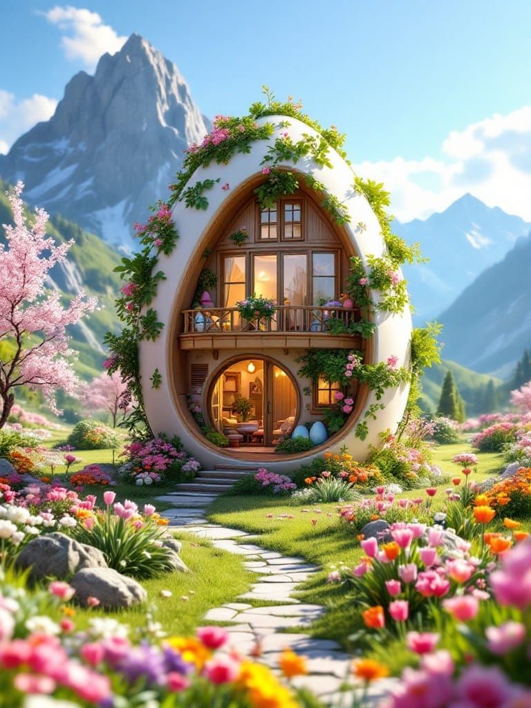 Vibrant Easter Egg House Blooms in Spring Valley