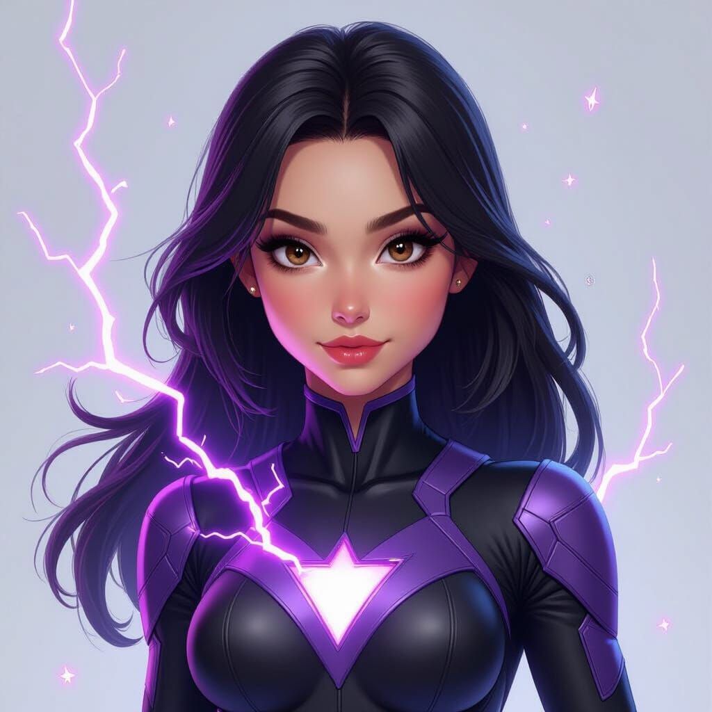 Sassy Superheroine with Electric Powers in Concept Art Style