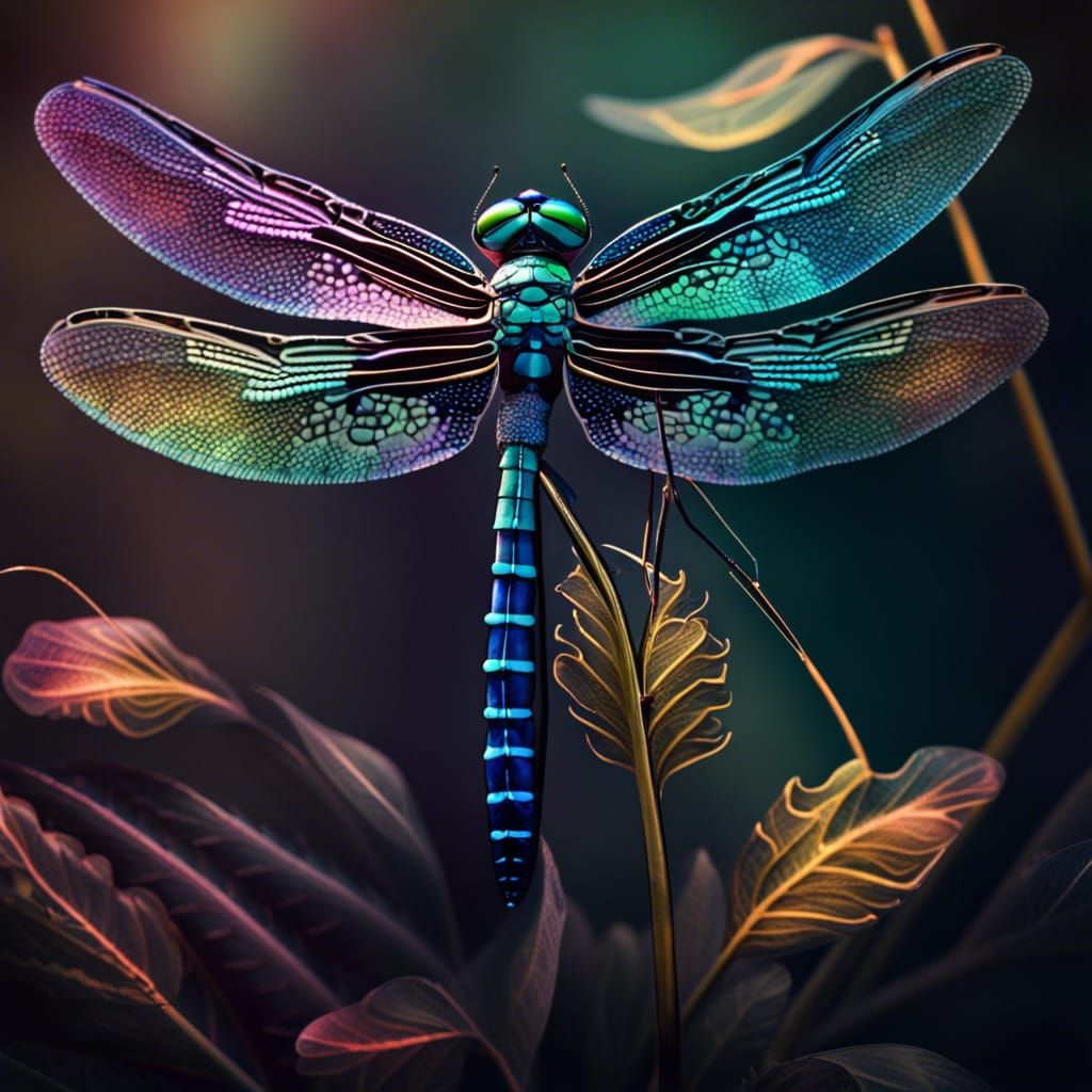Iridescent Magical Dragonfly in Hyperrealistic Style