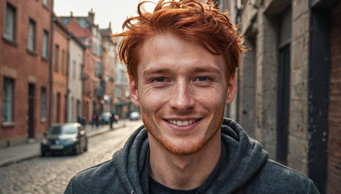 Red Haired Man Portrait in Moebius Style