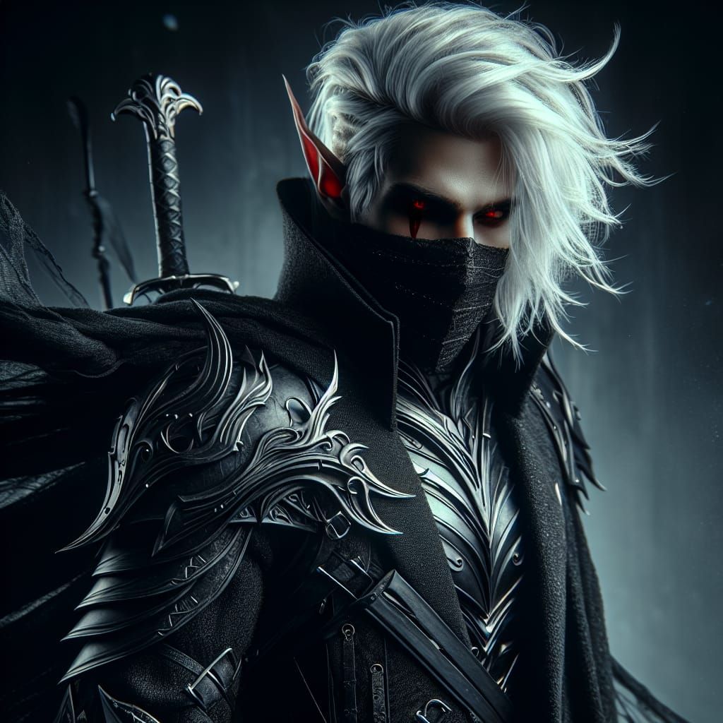 Epic Elf Assassin in Black Armor