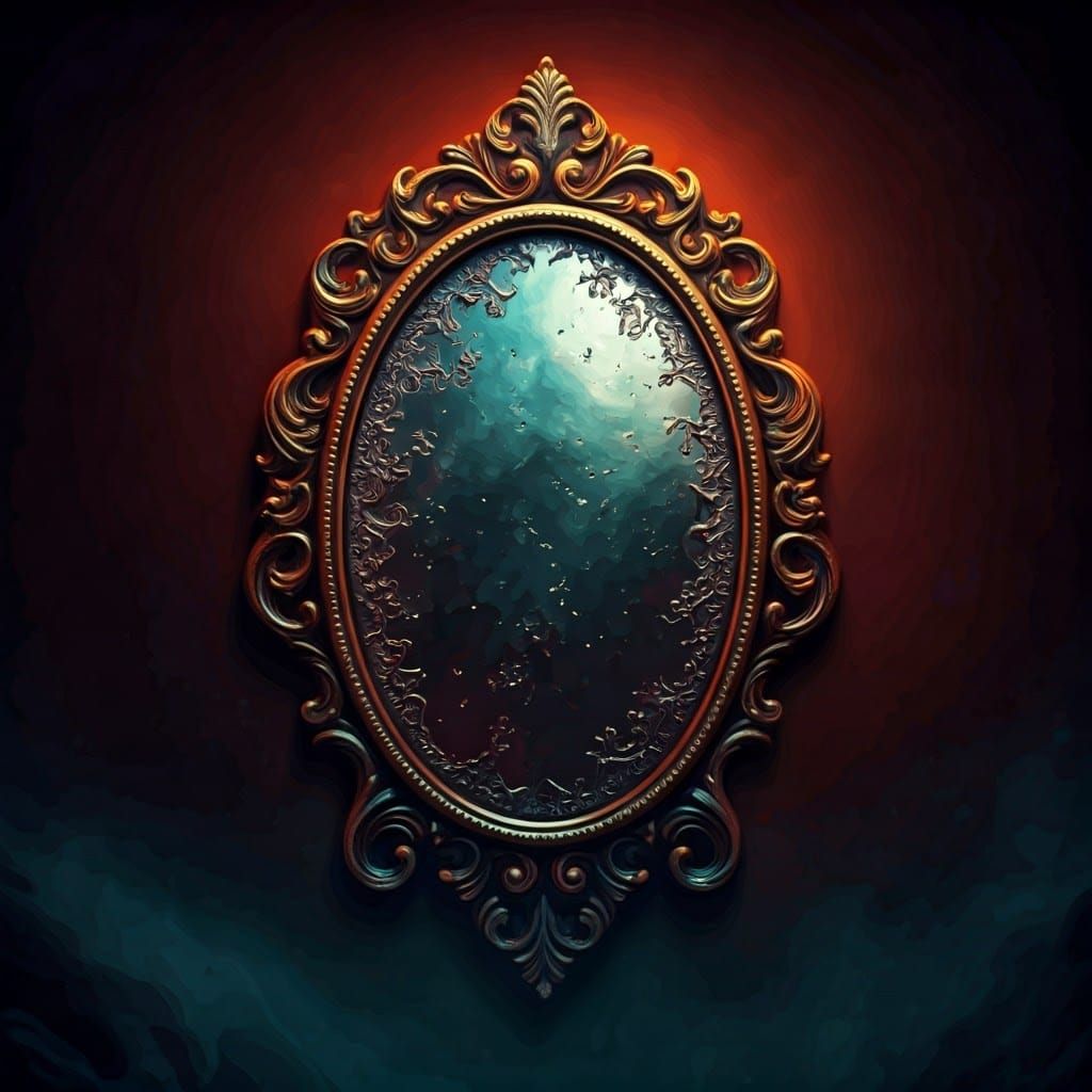 Mysterious Mirror Reflects Gothic Fantasy Art
