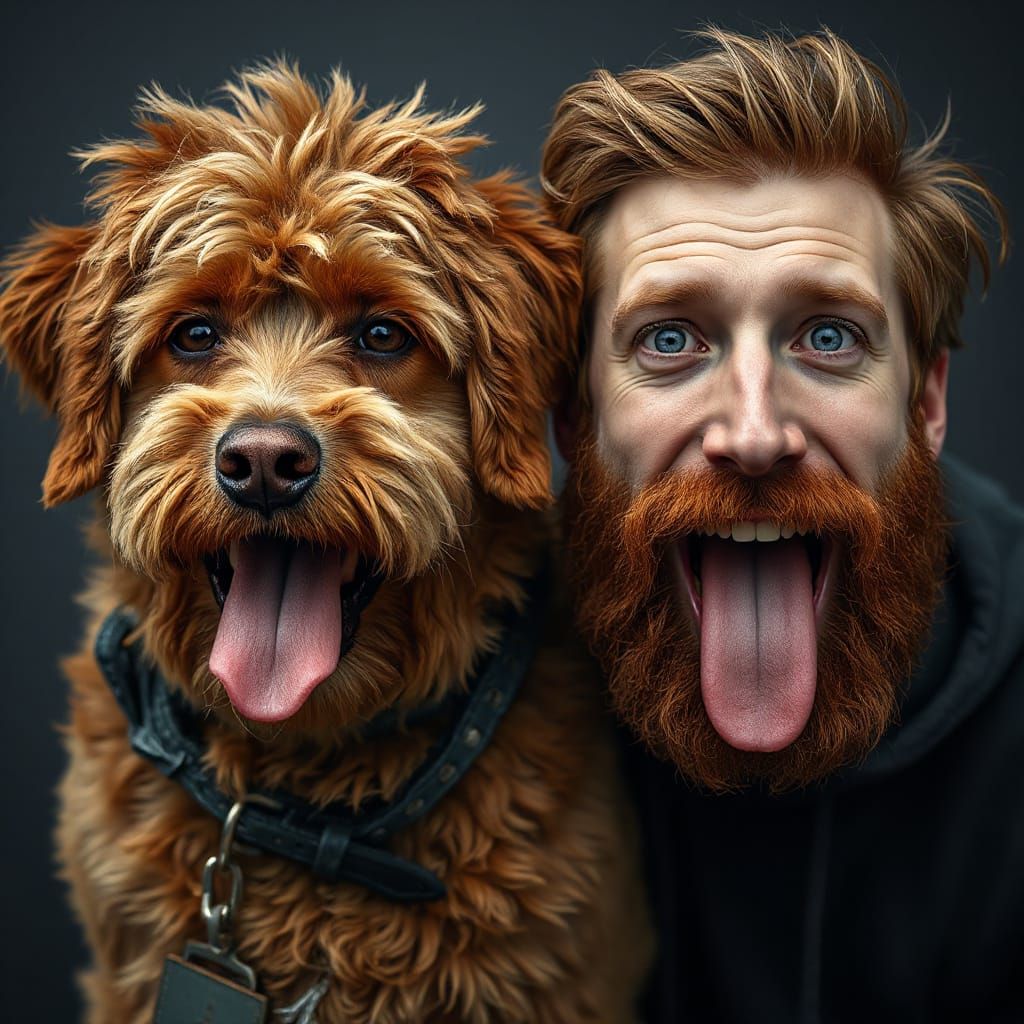 Photorealistic Man and Dog Share Striking Resemblance