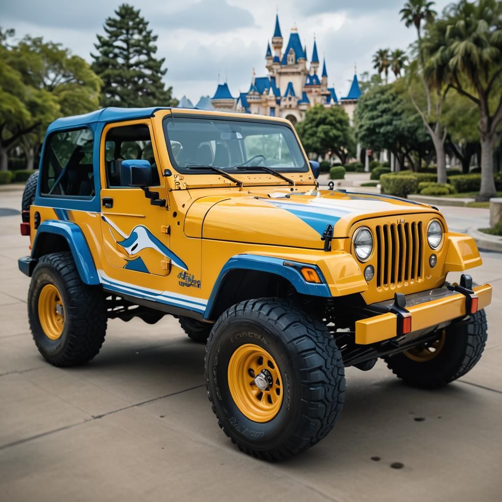 Donald Duck Jeep Wrangler with Asian Model