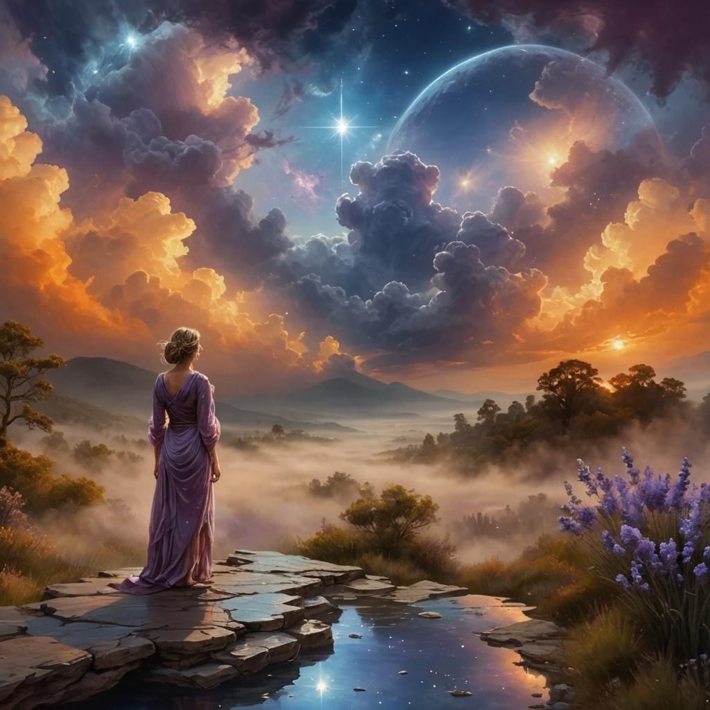 Amethyst Lavender Sky: A Dreamy Purple Landscape