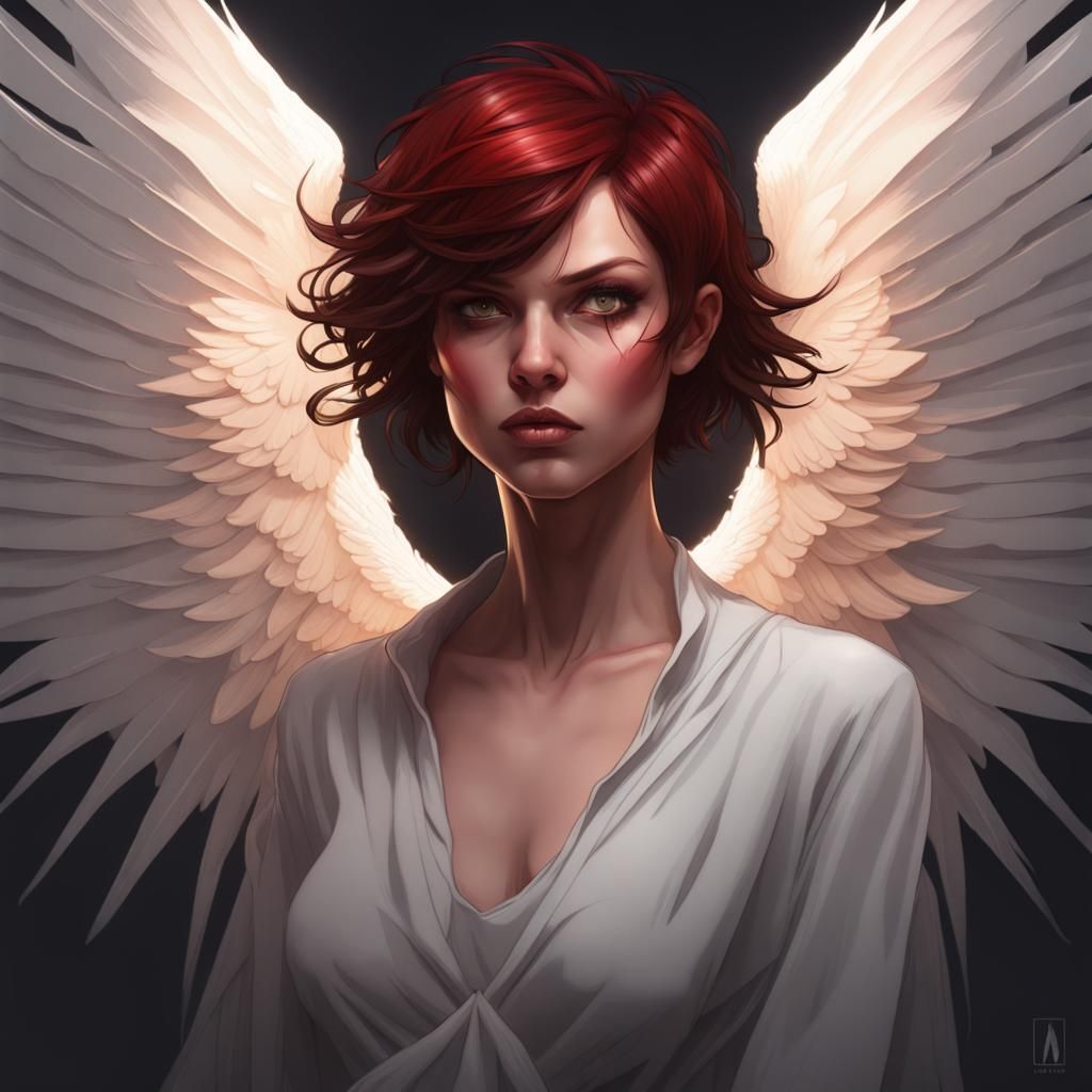 Blind Woman with Angel Wings Portrait