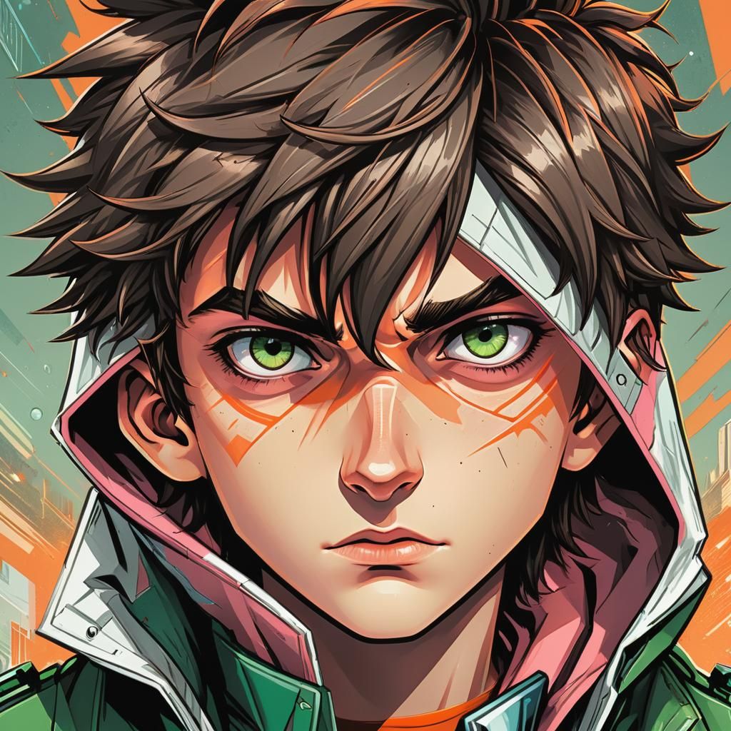 Retro Comic Book Boy with Heterochromia Eyes