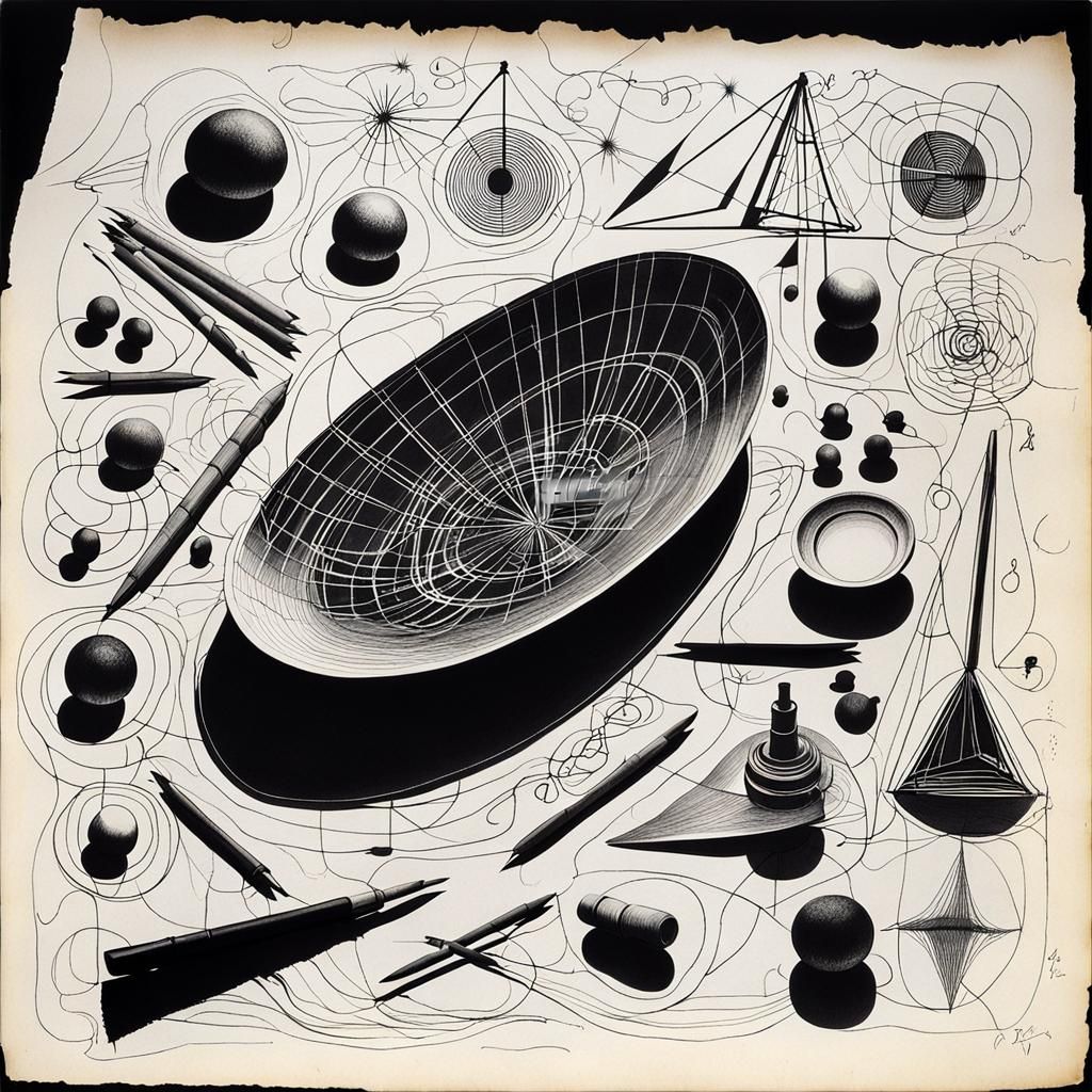 Surreal Rayograph Collection of Black and White Objects