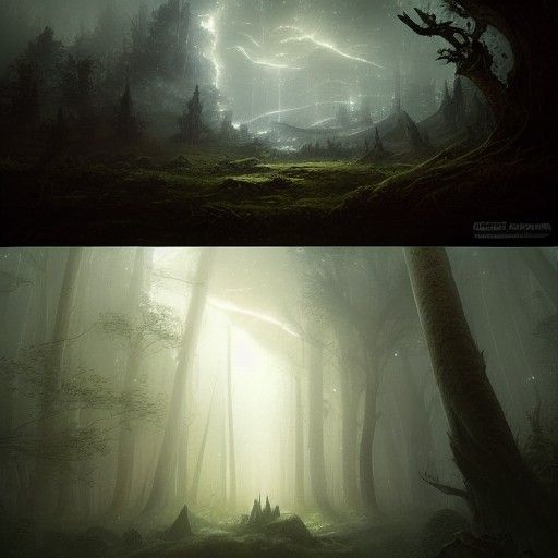 Magical Forest Under Moonlight in Dark Fantasy Style