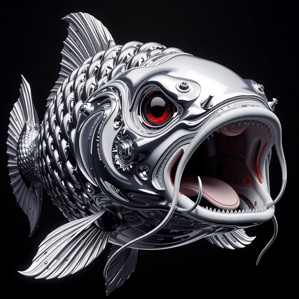 Chrome Koi Fish with Striking Red Eye