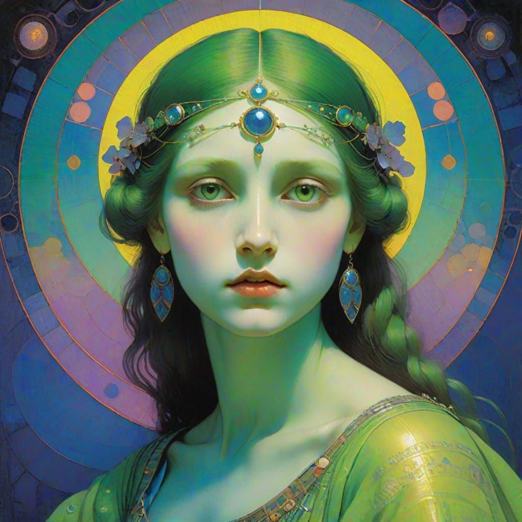 Surreal Visionary Portrait in Neon Futuristic Fantasy