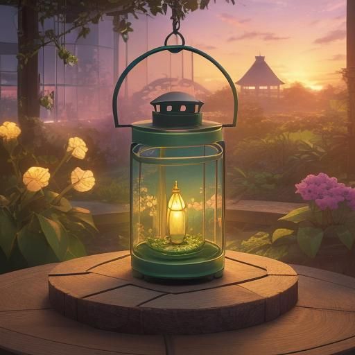 Anime Fairy in a Jar with Lantern