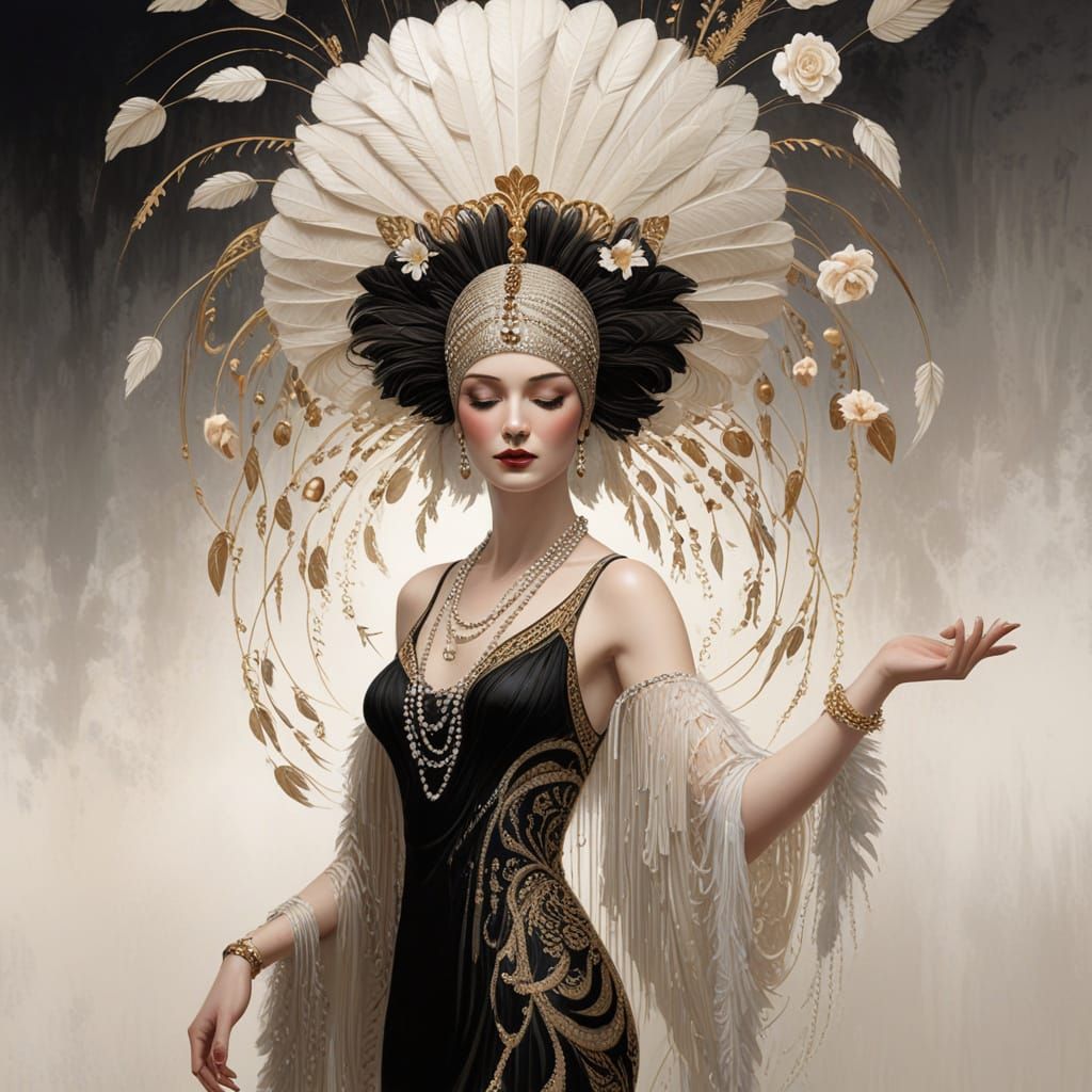 Flapper in Art Deco Style Magazine Cover