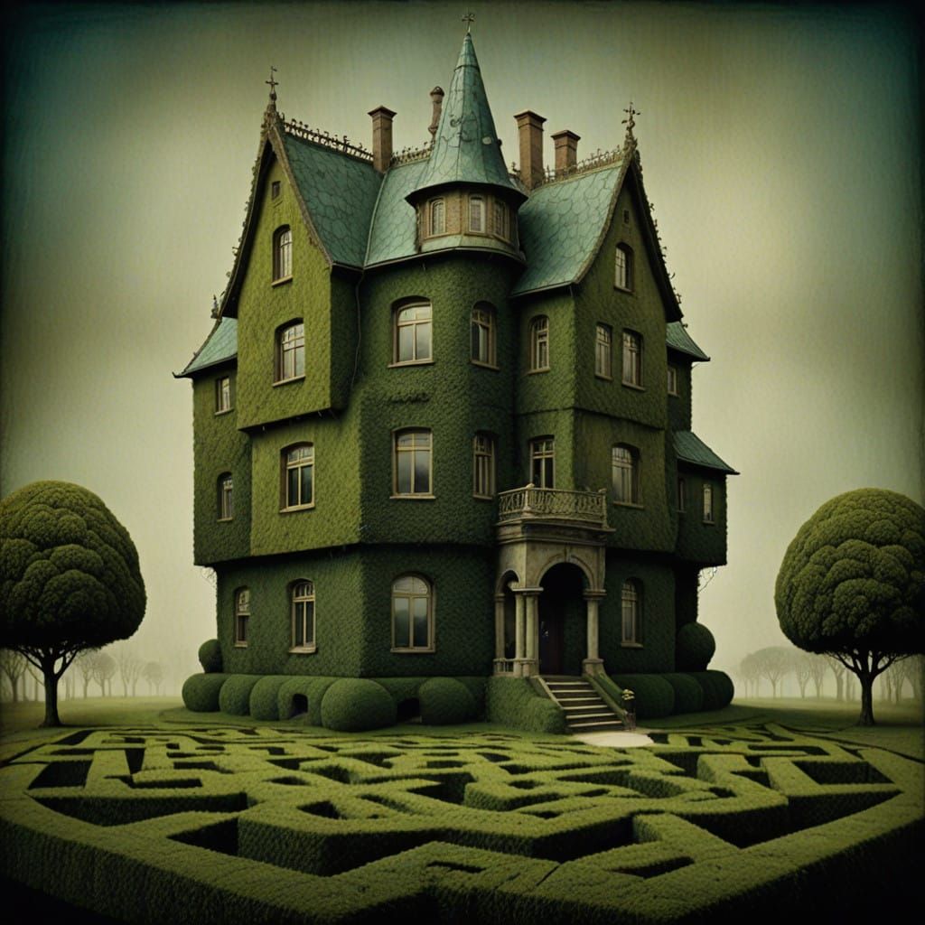 Earthly Hedge Maze House in Naturalistic Architectural Style
