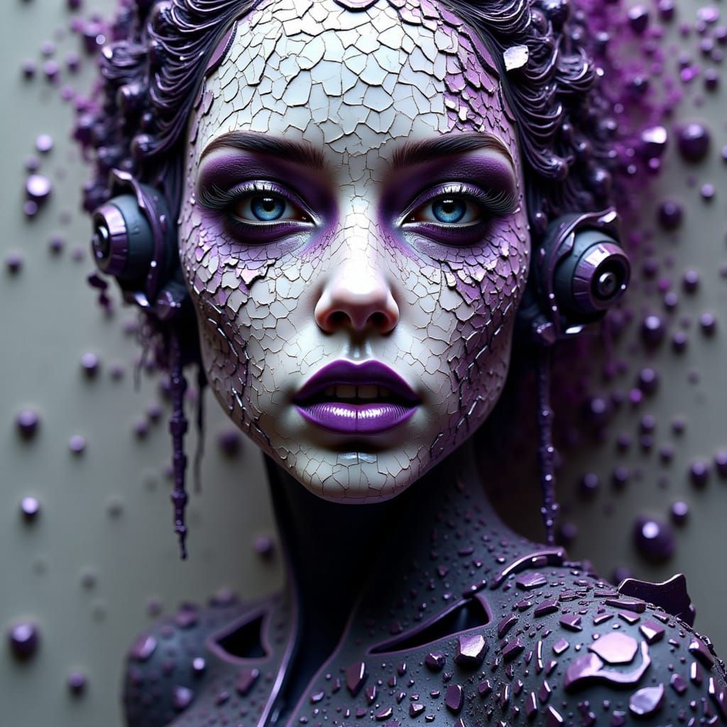 Cyborg Goddess in Abstract Art