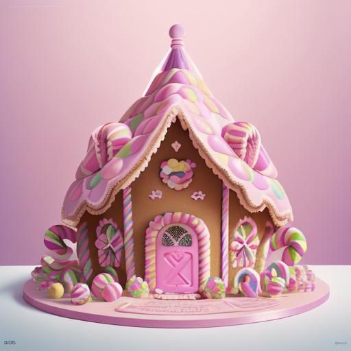 Hyperrealistic Gingerbread House in Candy Art Style