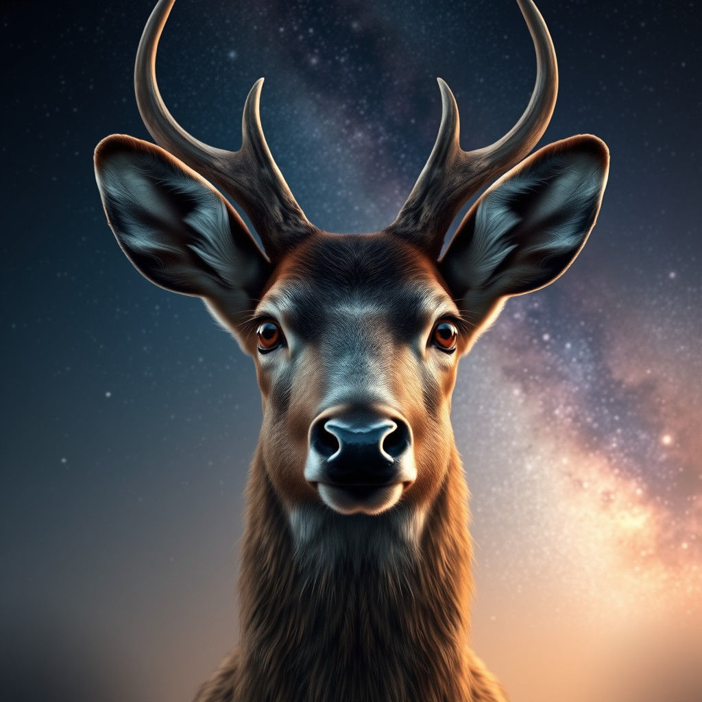 Deer Reflecting Milky Way in its Eyes