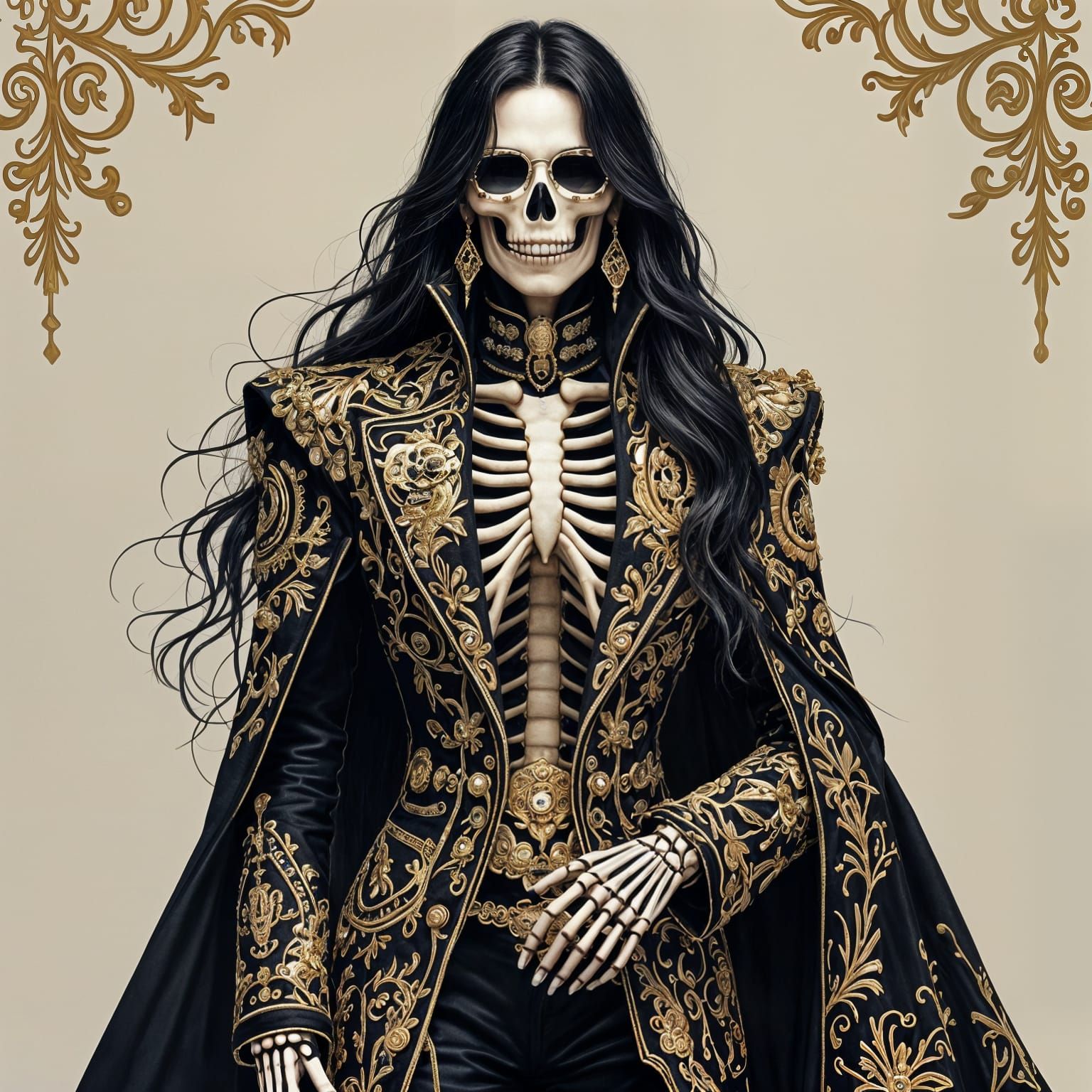 Skeleton in Versace Clothes Digital Art
