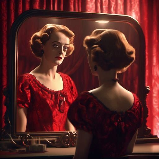 Bette Davis looking in the mirror