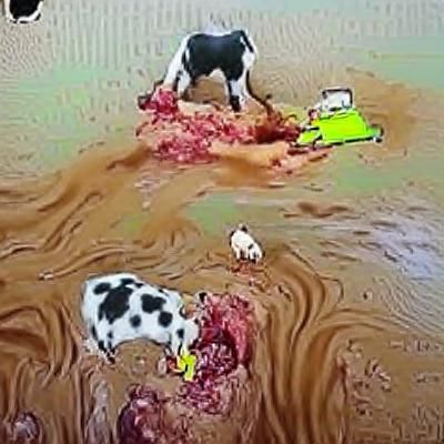 Disturbing Image: Dead Cow Vomiting Gore