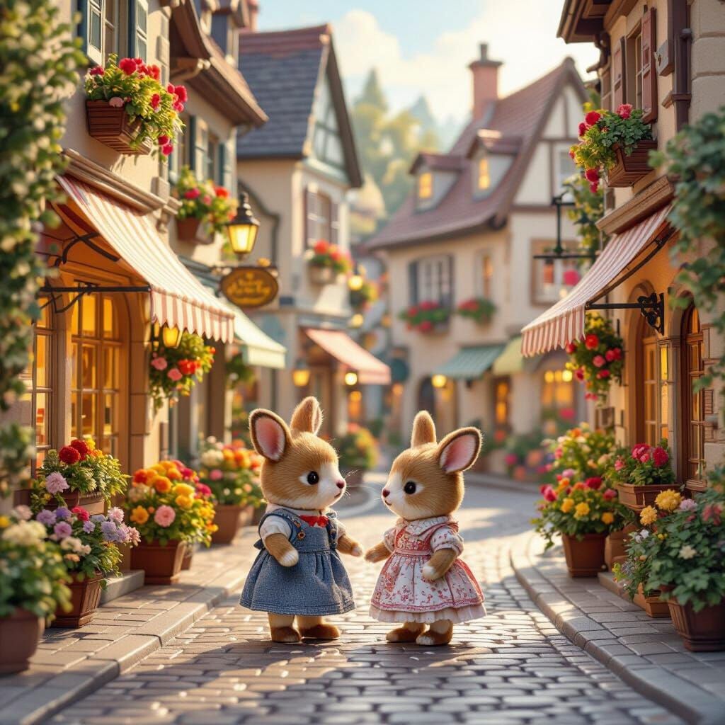 Sylvanian Family in Nostalgic European City