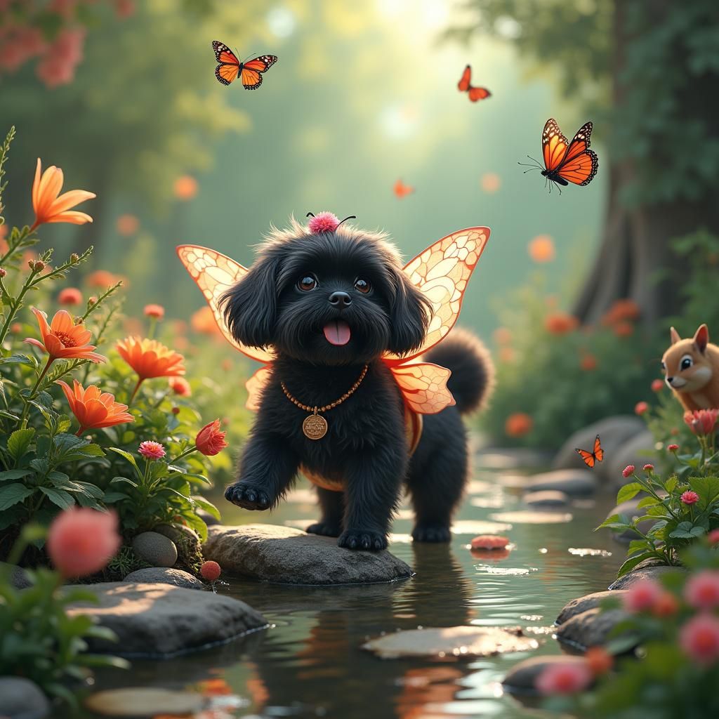 Enchanted Garden: Shih Tzu Fairy in a Miyazaki-esque World