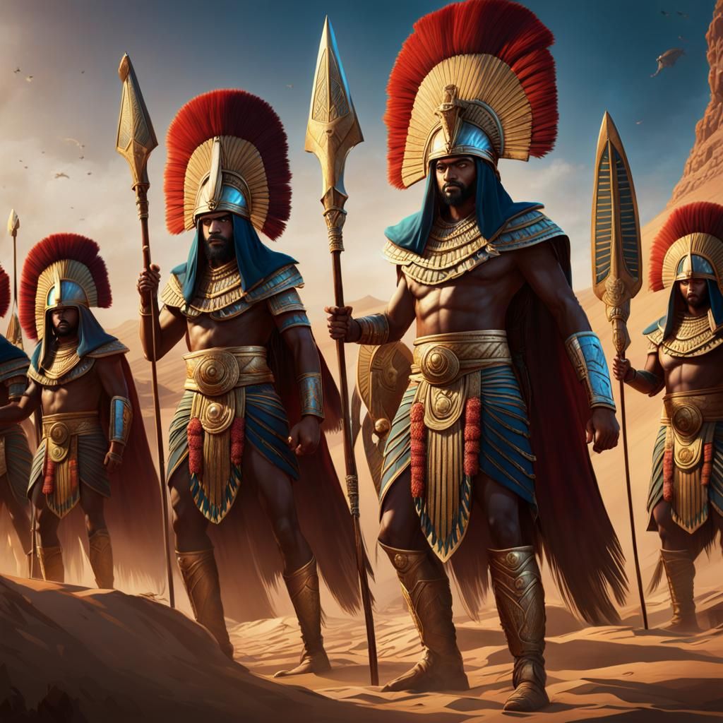 African Warriors in Egyptian War Regalia