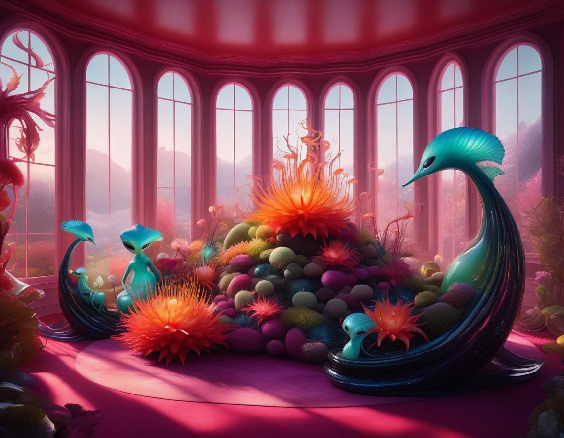 Creepy-Cute Alien Family in Alienpunk Living Room