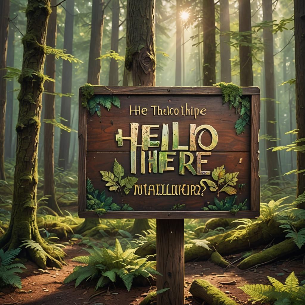 Forest Sign in Vibrant Oil Painting Style