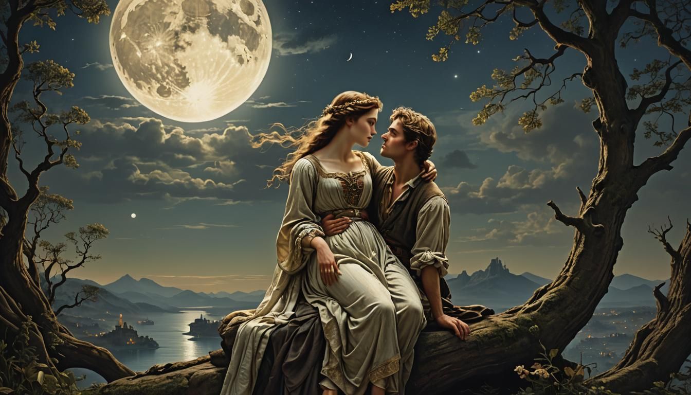 Lovers in Moonlight: Epic Digital Matte Painting