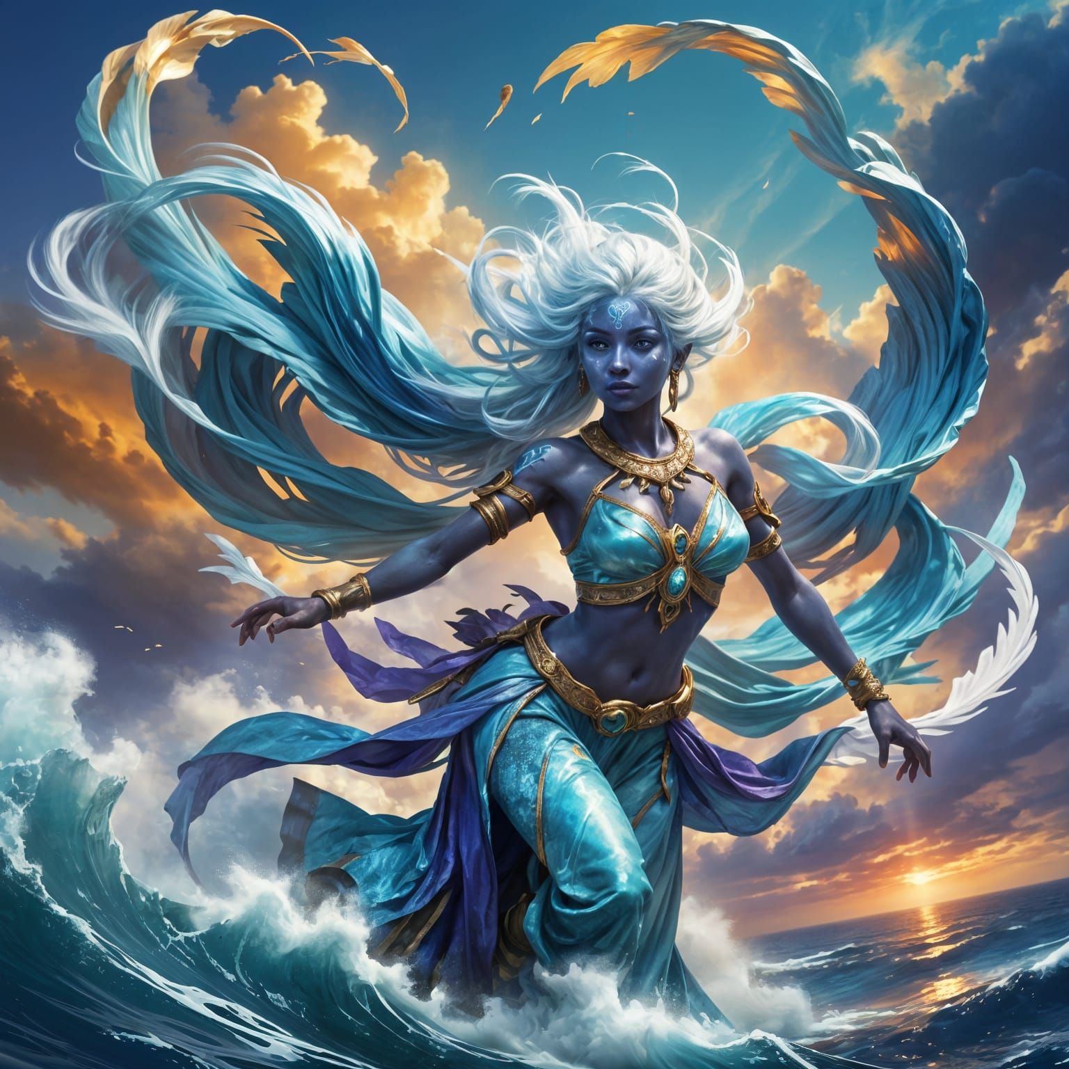 Sky Djinn Soaring Above the Ocean