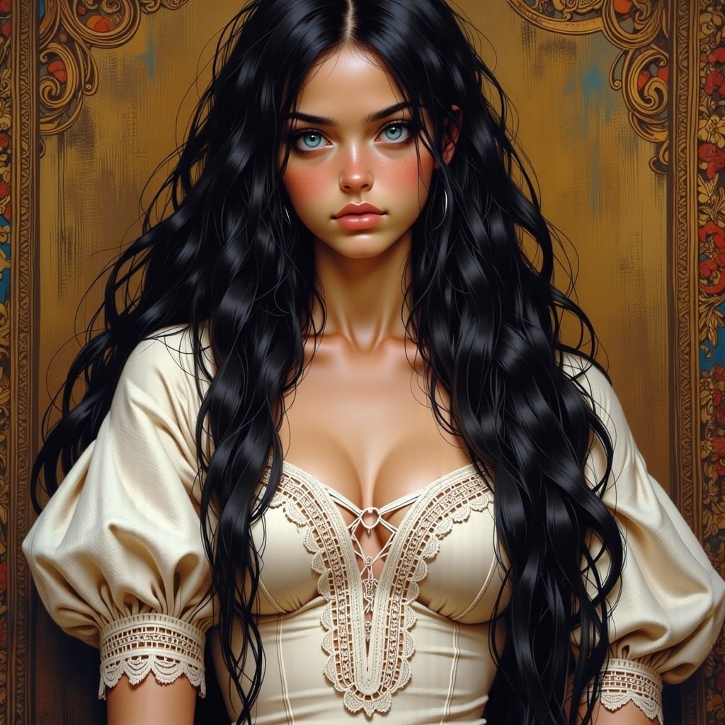 Spanish Woman Portrait in Old Masters Style