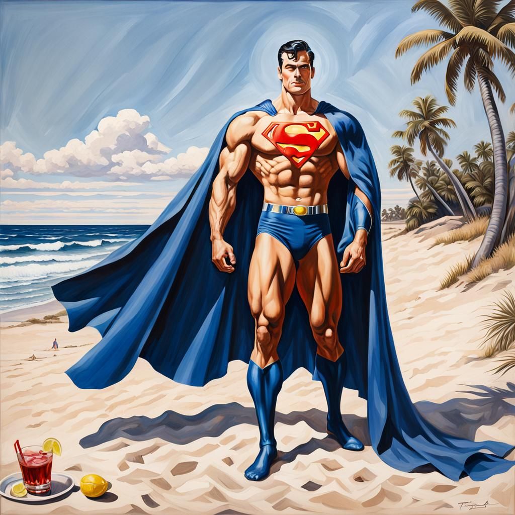 Superman Sunbathing: A Tom of Finland-Style Painting