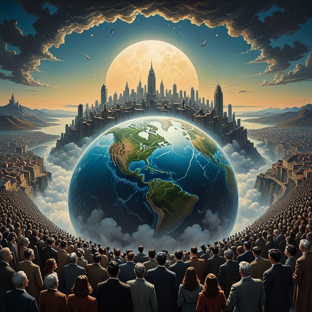Surrealist Awakening: Global Uprising in Ethereal Light